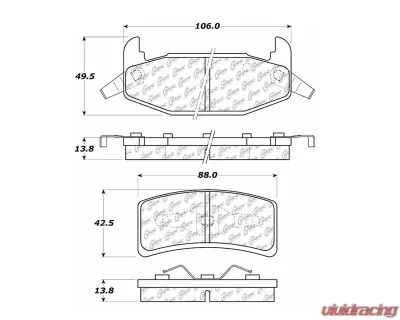 Centric Premium Semi-Metallic Brake Pads with Shims and Hardware 300.03770 - 300.03770