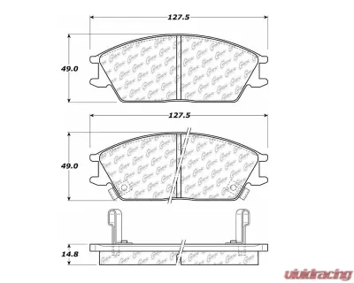 Centric Premium Semi-Metallic Brake Pads with Shims and Hardware 300.04400 - 300.04400