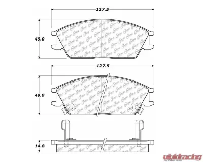 Centric Premium Semi-Metallic Brake Pads with Shims and Hardware 300.04400 - 300.04400