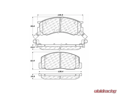 Centric Premium Semi-Metallic Brake Pads with Shims and Hardware 300.05000 - 300.05000