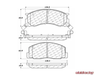 Centric Premium Semi-Metallic Brake Pads with Shims and Hardware 300.05000 - 300.05000
