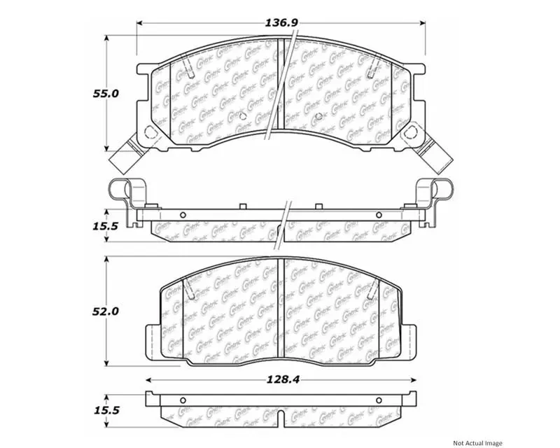 Centric Premium Semi-Metallic Brake Pads with Shims and Hardware 300.05000 - 300.05000