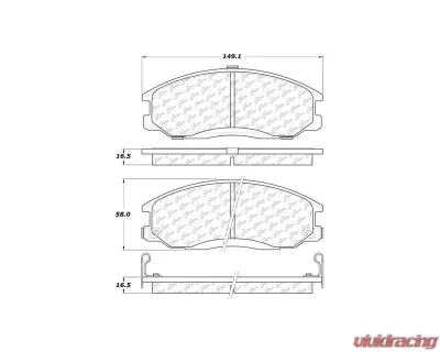 Centric Premium Semi-Metallic Brake Pads with Shims and Hardware 300.09030 - 300.09030