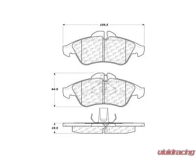 Centric Premium Semi-Metallic Brake Pads with Shims and Hardware 300.09500 - 300.09500