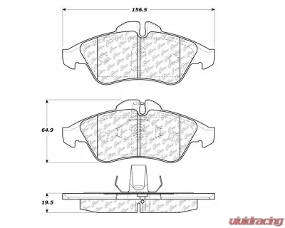 Centric Premium Semi-Metallic Brake Pads with Shims and Hardware 300.09500 - 300.09500