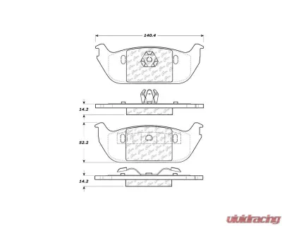 Centric Premium Semi-Metallic Brake Pads with Shims and Hardware 300.09520 - 300.09520