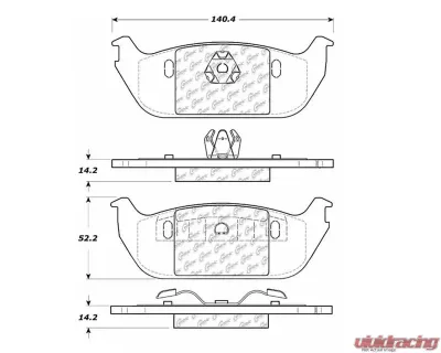 Centric Premium Semi-Metallic Brake Pads with Shims and Hardware 300.09520 - 300.09520