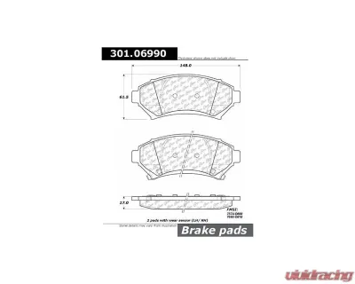 Centric Premium Ceramic Pads with Shims and  Hardware 301.06990 - 301.06990