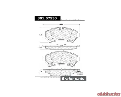 Centric Premium Ceramic Pads with Shims and  Hardware 301.07530 - 301.07530