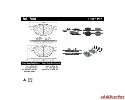 Centric Premium Ceramic Pads with Shims and Hardware 301.13810 - 301.13810