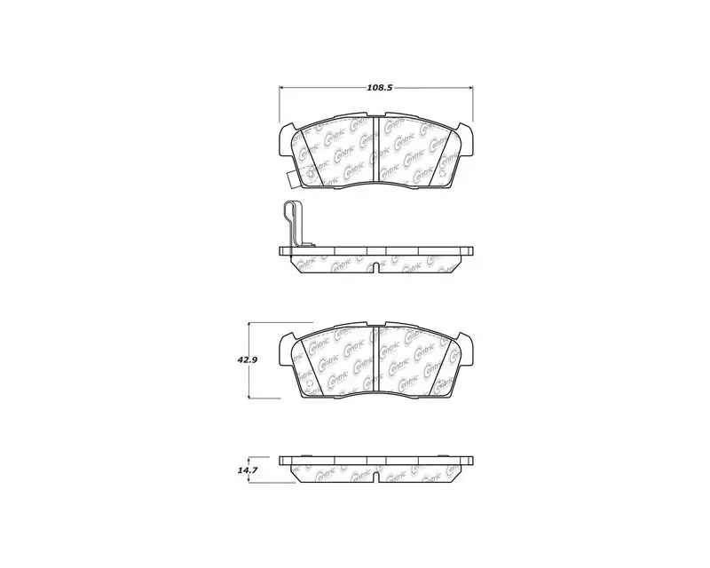 Centric Premium Ceramic Pads with Shims and  Hardware 301.16580 - 301.16580