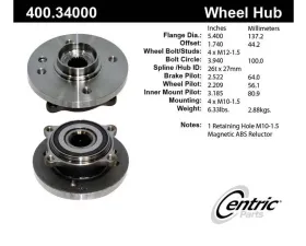 Centric C-Tek Standard Hub and Bearing Assembly; With ABS 400.34000E