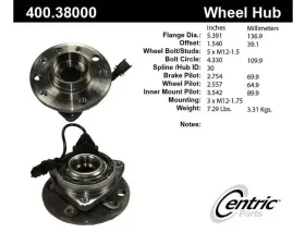Centric C-Tek Standard Hub and Bearing Assembly without ABS 400.38000E