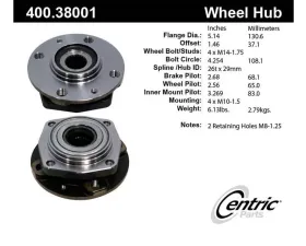 Centric C-Tek Standard Hub and Bearing Assembly without ABS 400.38001E