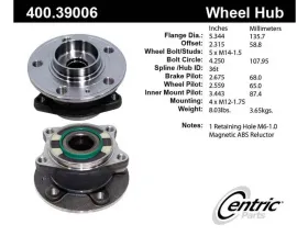 Centric C-Tek Standard Hub and Bearing Assembly; With ABS 400.39006E