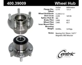 Centric C-Tek Standard Hub and Bearing Assembly; With ABS 400.39009E