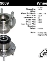 Centric C-Tek Standard Hub and Bearing Assembly; With ABS 400.39009E                                     - 400.39009E - Image 5