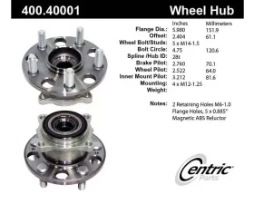 Centric C-Tek Standard Hub and Bearing Assembly; With ABS 400.40001E