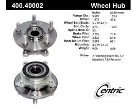 Centric C-Tek Standard Hub and Bearing Assembly; With ABS 400.40002E