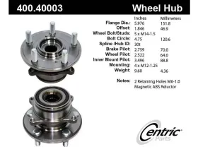 Centric C-Tek Standard Hub and Bearing Assembly; With ABS 400.40003E