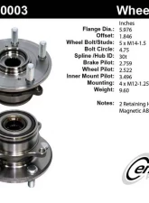 Centric C-Tek Standard Hub and Bearing Assembly; With ABS 400.40003E                                     - 400.40003E - Image 5