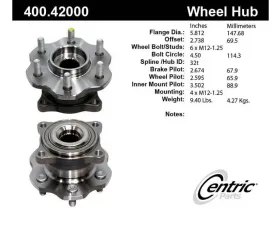 Centric C-Tek Standard Hub and Bearing Assembly without ABS 400.42000E