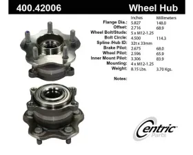 Centric C-Tek Standard Hub and Bearing Assembly without ABS 400.42006E
