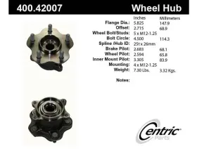 Centric C-Tek Standard Hub and Bearing Assembly without ABS 400.42007E