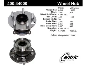 Centric C-Tek Standard Hub and Bearing Assembly without ABS 400.44000E