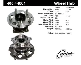Centric C-Tek Standard Hub and Bearing Assembly without ABS 400.44001E