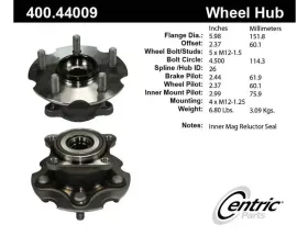 Centric C-Tek Standard Hub and Bearing Assembly; With ABS 400.44009E