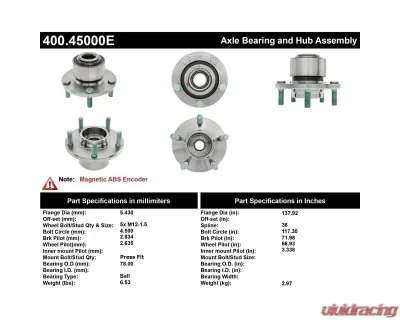 Centric C-Tek Standard Hub and Bearing Assembly; With ABS 400.45000E - 400.45000E