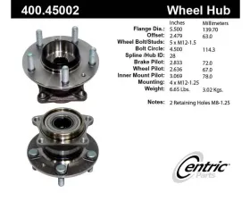Centric C-Tek Standard Hub and Bearing Assembly without ABS 400.45002E