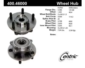 Centric C-Tek Standard Hub and Bearing Assembly without ABS 400.46000E