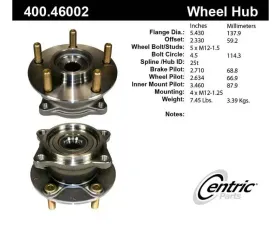 Centric C-Tek Standard Hub and Bearing Assembly without ABS 400.46002E