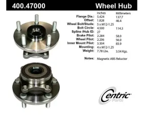 Centric C-Tek Standard Hub and Bearing Assembly; With ABS 400.47000E