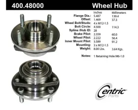 Centric C-Tek Standard Hub and Bearing Assembly without ABS 400.48000E