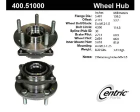 Centric C-Tek Standard Hub and Bearing Assembly without ABS 400.51000E