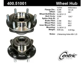 Centric C-Tek Standard Hub and Bearing Assembly without ABS 400.51001E
