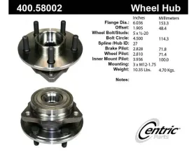 Centric C-Tek Standard Hub and Bearing Assembly without ABS 400.58002E