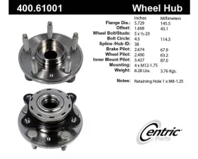 Centric C-Tek Standard Hub and Bearing Assembly without ABS 400.61001E