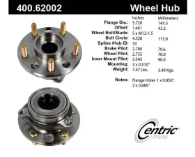 Centric C-Tek Standard Hub and Bearing Assembly without ABS 400.62002E