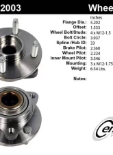 Centric C-Tek Standard Hub and Bearing Assembly without ABS 400.62003E                                     - 400.62003E - Image 5