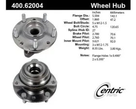 Centric C-Tek Standard Hub and Bearing Assembly without ABS 400.62004E