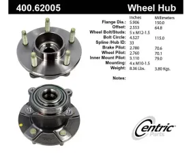 Centric C-Tek Standard Hub and Bearing Assembly without ABS 400.62005E