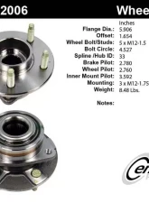 Centric C-Tek Standard Hub and Bearing Assembly without ABS 400.62006E                                     - 400.62006E - Image 5