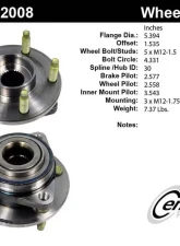 Centric C-Tek Standard Hub and Bearing Assembly without ABS 400.62008E                                     - 400.62008E - Image 5