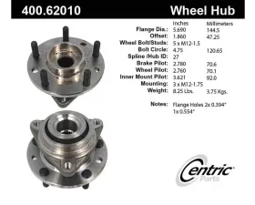 Centric C-Tek Standard Hub and Bearing Assembly without ABS 400.62010E