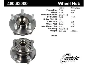 Centric C-Tek Standard Hub and Bearing Assembly without ABS 400.63000E