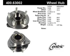 Centric C-Tek Standard Hub and Bearing Assembly without ABS 400.63002E